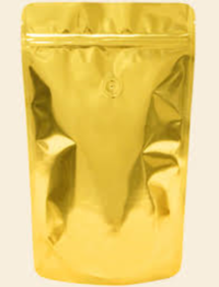 Mylar Bags - Stand Up Metallized Mylar Pouch Gold 8oz. + Zip